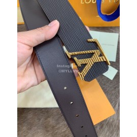 Lv New Leather Fine Steel Letter Buckle 40mm Belts For Men Black
