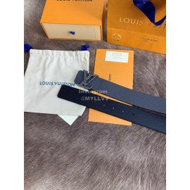 Lv New Black Leather Fine Steel Letter Buckle 40mm Belts For Men