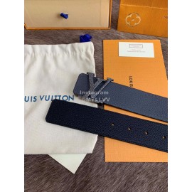 Lv New Black Leather Fine Steel Letter Buckle 40mm Belts For Men