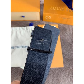 Lv New Black Leather Fine Steel Letter Buckle 40mm Belts For Men