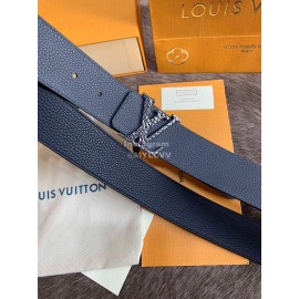 Lv New Black Leather Fine Steel Letter Buckle 40mm Belts For Men