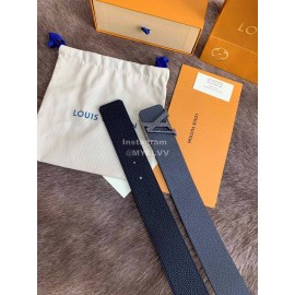 Lv New Black Leather Fine Steel Letter Buckle 40mm Belts For Men