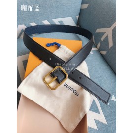 Lv Fashion Black Leather Gold Pin Buckle 35mm Belts For Men