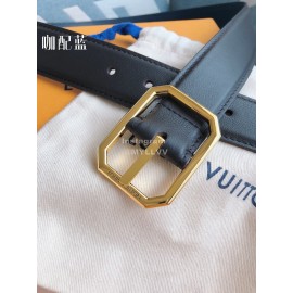 Lv Fashion Black Leather Gold Pin Buckle 35mm Belts For Men