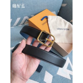 Lv Fashion Black Leather Gold Pin Buckle 35mm Belts For Men