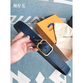 Lv Fashion Black Leather Gold Pin Buckle 35mm Belts For Men