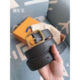 Lv Fashion Black Leather Gold Pin Buckle 35mm Belts For Men