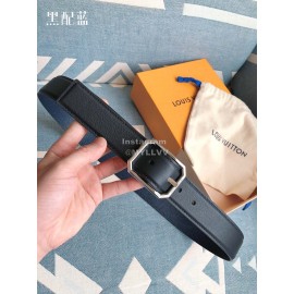 Lv Fashion Black Leather Silver Pin Buckle 35mm Belts For Men