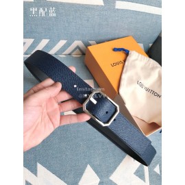 Lv Fashion Black Leather Silver Pin Buckle 35mm Belts For Men