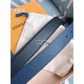 Lv Fashion Black Leather Silver Pin Buckle 35mm Belts For Men