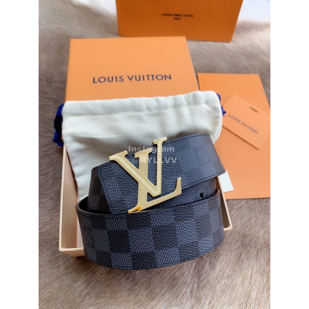 Lv Damier Canvas Leather Gold Letter Buckle 40mm Belts For Men