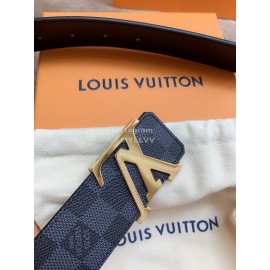 Lv Damier Canvas Leather Gold Letter Buckle 40mm Belts For Men