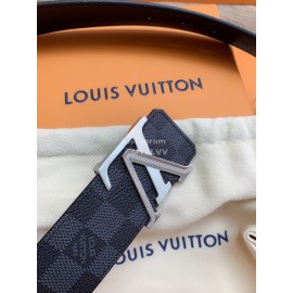 Lv Damier Canvas Leather Silver Letter Buckle 40mm Belts For Men