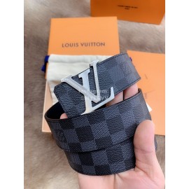 Lv Damier Canvas Leather Silver Letter Buckle 40mm Belts For Men