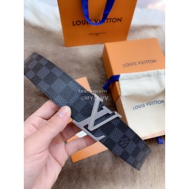 Lv Damier Canvas Leather Silver Letter Buckle 40mm Belts For Men