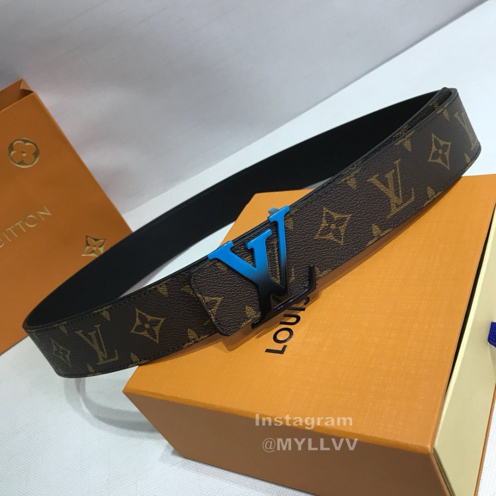 Lv Coffee Monogram Canvas Leather Blue Letter Buckle 40mm Belts