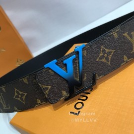 Lv Coffee Monogram Canvas Leather Blue Letter Buckle 40mm Belts