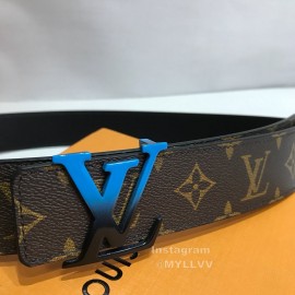 Lv Coffee Monogram Canvas Leather Blue Letter Buckle 40mm Belts
