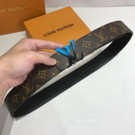 Lv Coffee Monogram Canvas Leather Blue Letter Buckle 40mm Belts