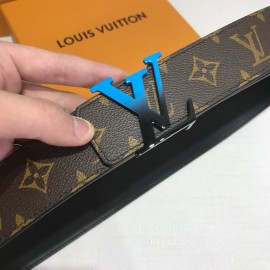 Lv Coffee Monogram Canvas Leather Blue Letter Buckle 40mm Belts