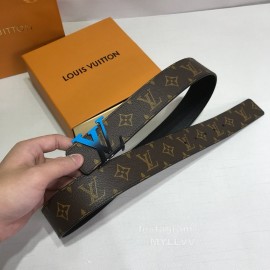 Lv Coffee Monogram Canvas Leather Blue Letter Buckle 40mm Belts