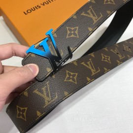 Lv Coffee Monogram Canvas Leather Blue Letter Buckle 40mm Belts
