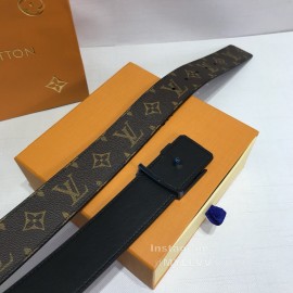 Lv Coffee Monogram Canvas Leather Blue Letter Buckle 40mm Belts