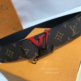 Lv Coffee Monogram Canvas Leather Red Letter Buckle 40mm Belts