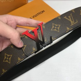 Lv Coffee Monogram Canvas Leather Red Letter Buckle 40mm Belts