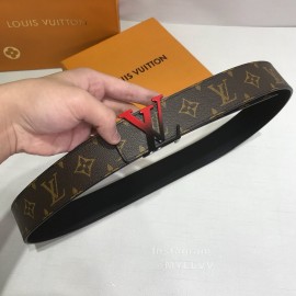 Lv Coffee Monogram Canvas Leather Red Letter Buckle 40mm Belts