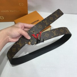 Lv Coffee Monogram Canvas Leather Red Letter Buckle 40mm Belts