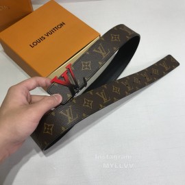 Lv Coffee Monogram Canvas Leather Red Letter Buckle 40mm Belts