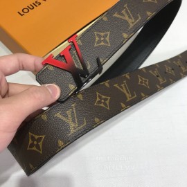 Lv Coffee Monogram Canvas Leather Red Letter Buckle 40mm Belts
