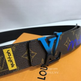 Lv Monogram Canvas Leather Blue Letter Buckle 40mm Belts 