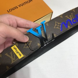 Lv Monogram Canvas Leather Blue Letter Buckle 40mm Belts 