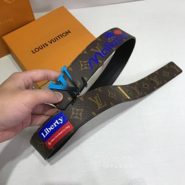 Lv Monogram Canvas Leather Blue Letter Buckle 40mm Belts 