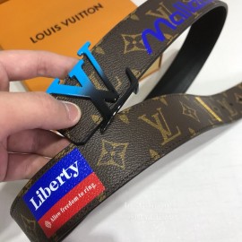 Lv Monogram Canvas Leather Blue Letter Buckle 40mm Belts 