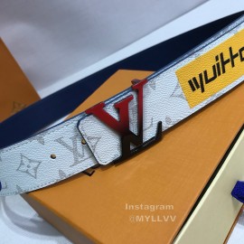 Lv White Monogram Canvas Leather Red Letter Buckle 40mm Belts