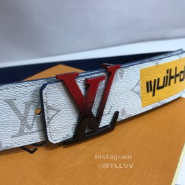 Lv White Monogram Canvas Leather Red Letter Buckle 40mm Belts