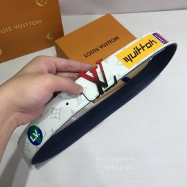Lv White Monogram Canvas Leather Red Letter Buckle 40mm Belts