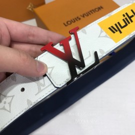 Lv White Monogram Canvas Leather Red Letter Buckle 40mm Belts