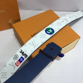 Lv White Monogram Canvas Leather Red Letter Buckle 40mm Belts