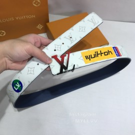 Lv White Monogram Canvas Leather Red Letter Buckle 40mm Belts