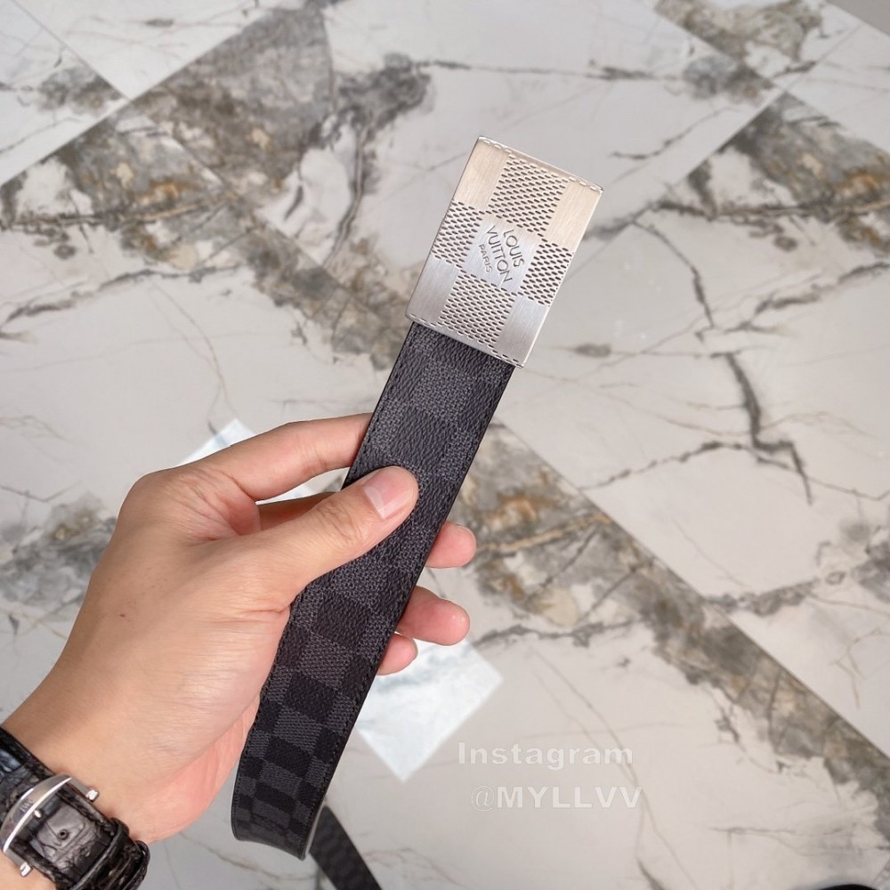 Lv Damier Canvas Leather 35mm Belts Black