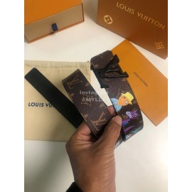 Lv Monogram Canvas Leather Letter Buckle Belts Coffee