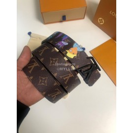 Lv Monogram Canvas Leather Letter Buckle Belts Coffee