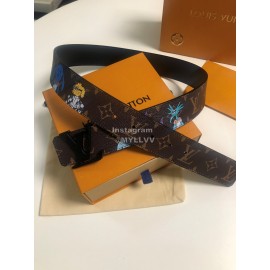 Lv Monogram Canvas Leather Letter Buckle Belts Coffee