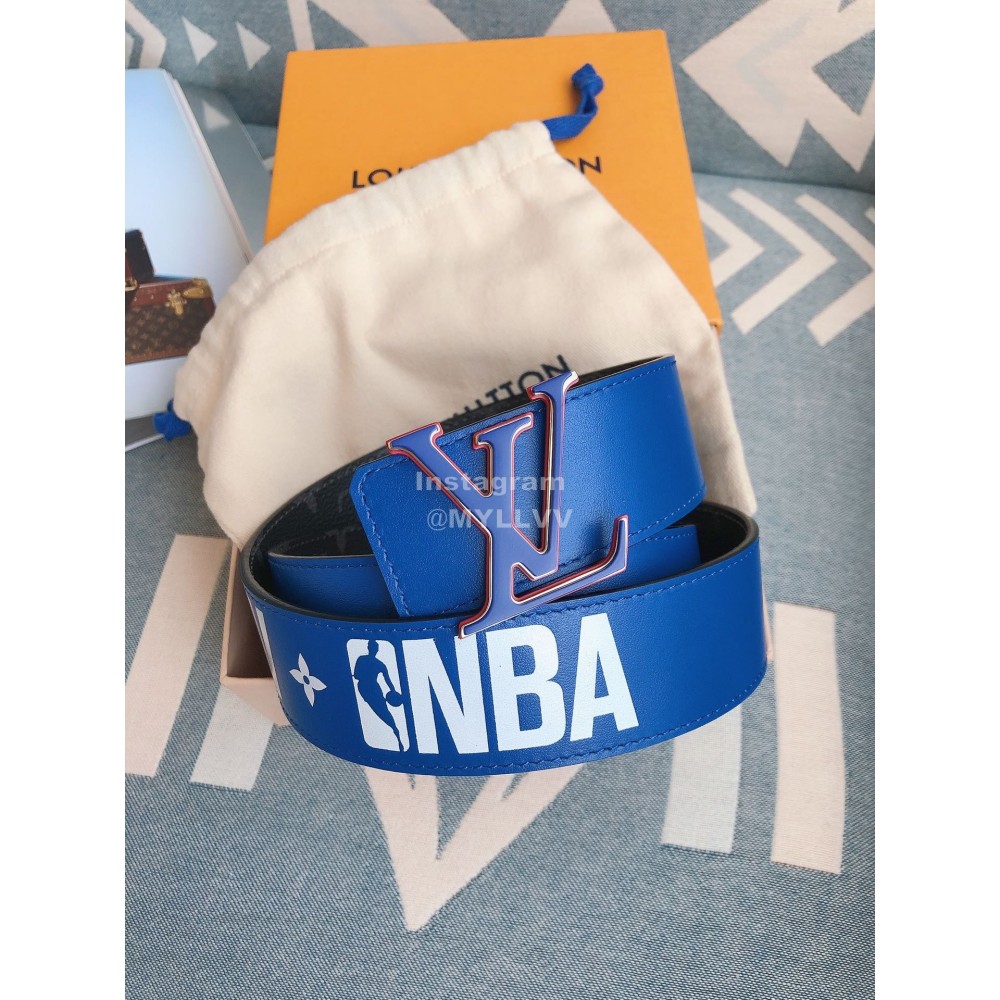 Lv Monogram Canvas Leather Letter Buckle 40mm Belts Blue