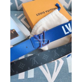 Lv Monogram Canvas Leather Letter Buckle 40mm Belts Blue