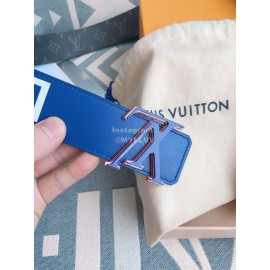 Lv Monogram Canvas Leather Letter Buckle 40mm Belts Blue